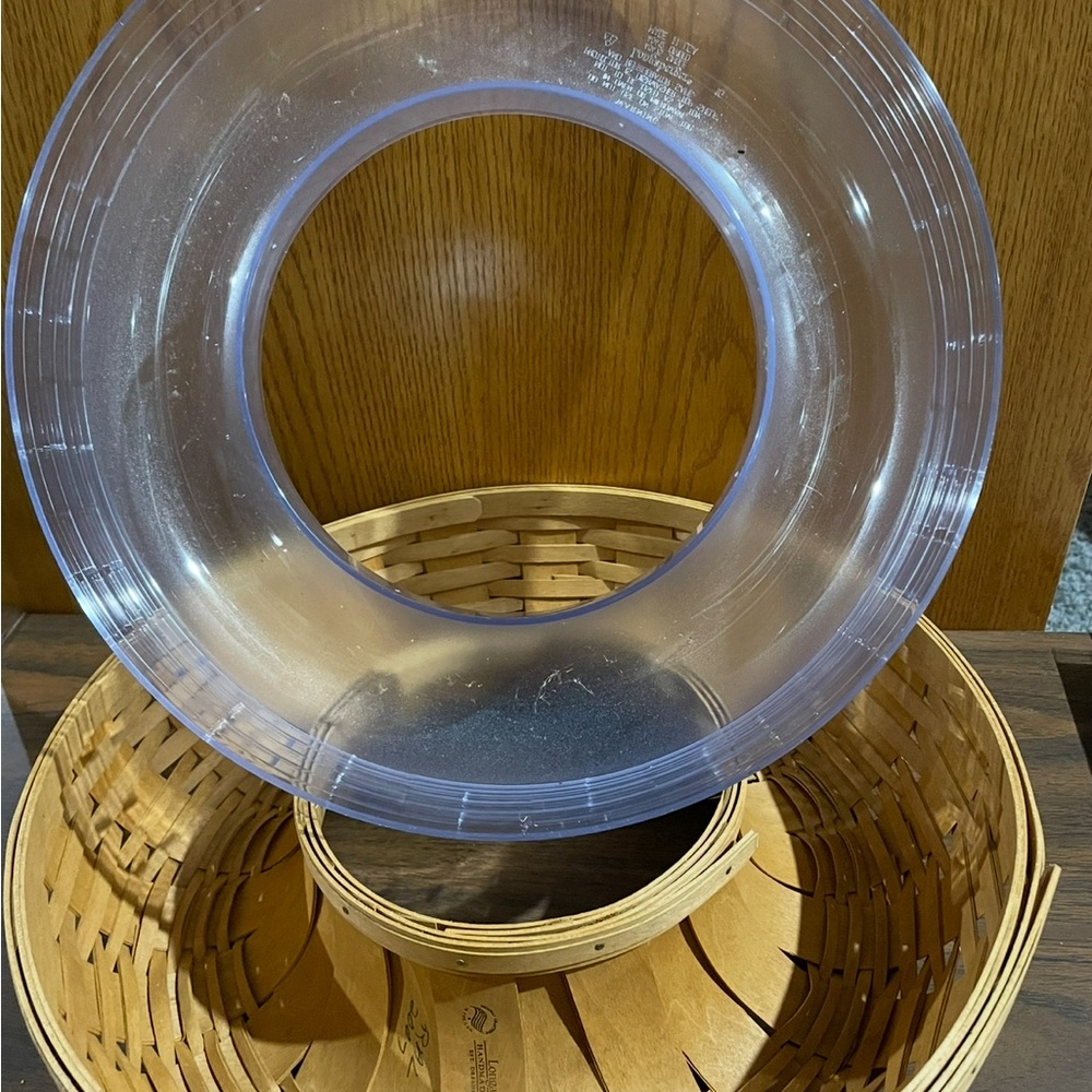Longaberger brown and clear insert serving basket set